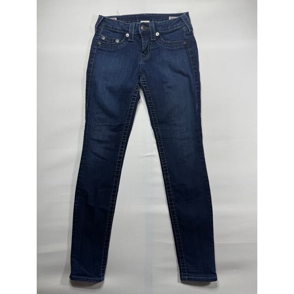 True Religion Women's Halle Low Rise Skinny Blue Denim Jeans - Size 27 (27x29) - Picture 1 of 7